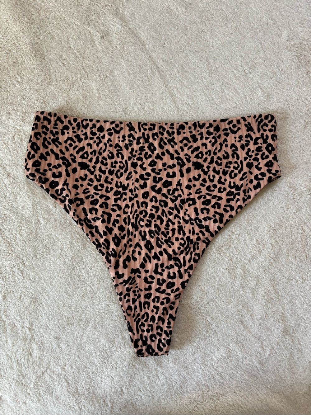 aerie Leopard Ribbed High-Waist Cheeky Bikini Bottoms
